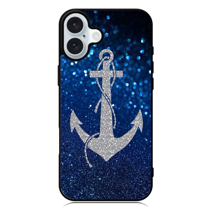 Blue Glitters Anchor iPhone 16 Case QC0234