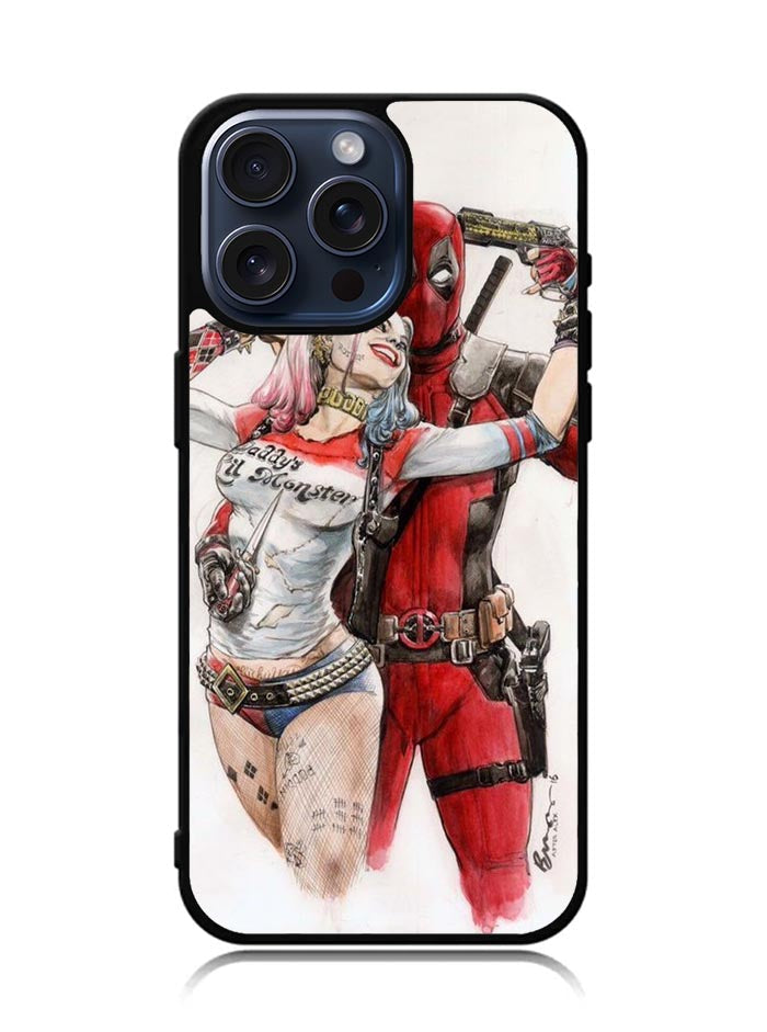 Harley Quinn Deadpool 1st iPhone 15 Pro Max Case