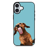 The funny thing is the dog on the glass iPhone 16 Case QC0333