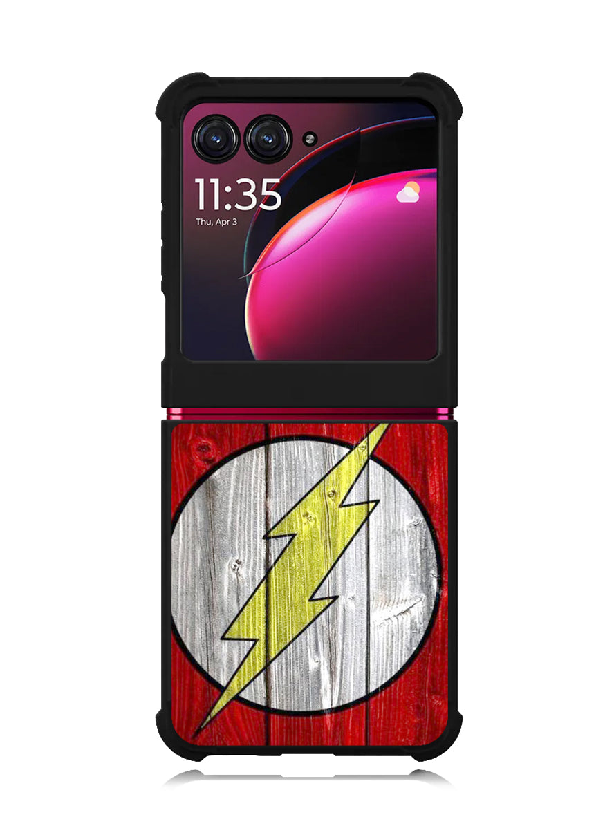 Flash SUperhero Logo on Wood Motorola Moto Razr Plus 2023 , Moto Razr+ 2023 Case OV4872