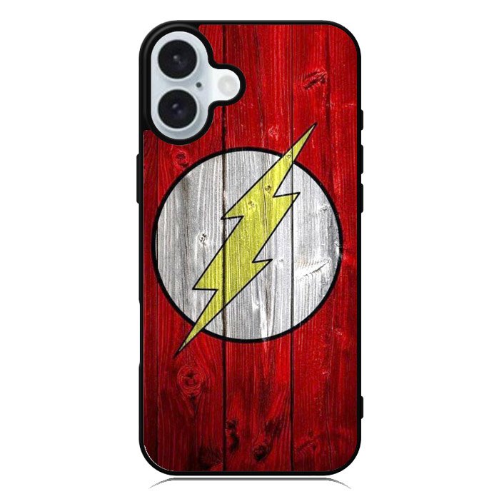 Flash SUperhero Logo on Wood iPhone 16 Case QC4872