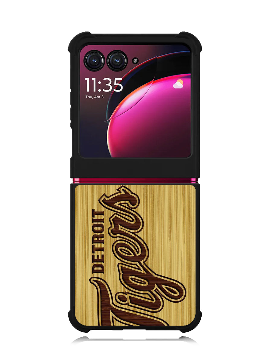 detroit tigers logo wood Motorola Moto Razr Plus 2023 , Moto Razr+ 2023 Case OV4689
