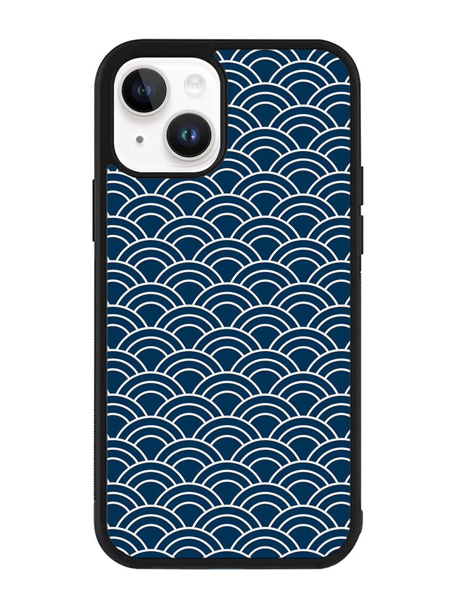 Japanese Gold Cloud Wave Indigo Pattern iPhone 14 Plus Case QC5321