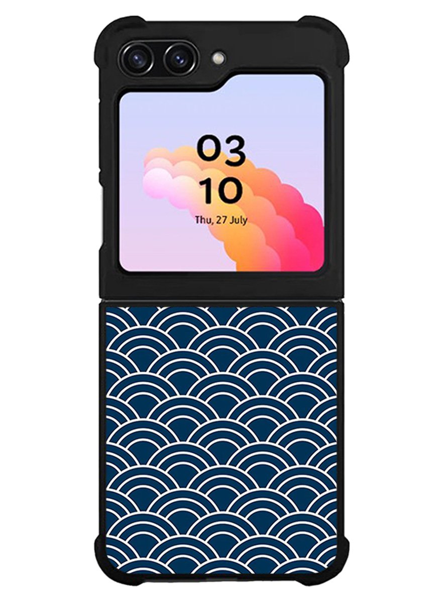 Japanese Gold Cloud Wave Indigo Pattern Samsung Galaxy Z Flip 5 5G 2023 Case OV5321