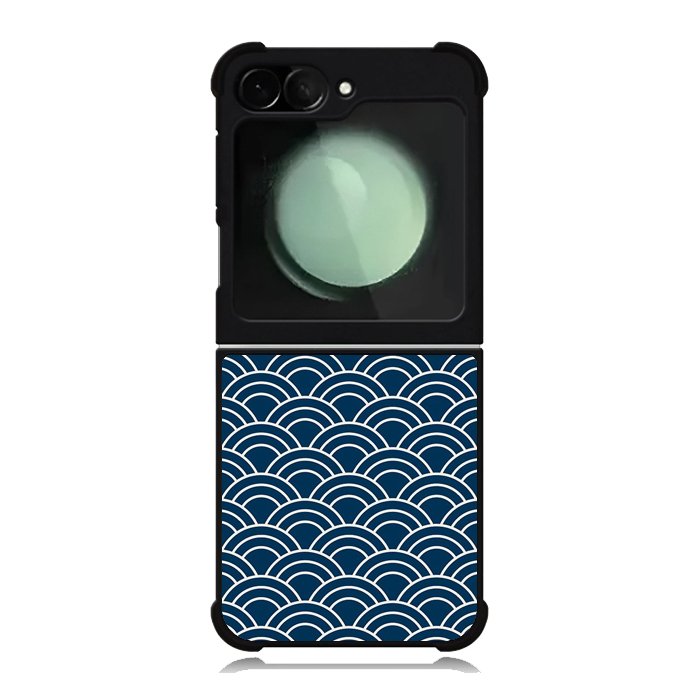 Japanese Gold Cloud Wave Indigo Pattern Samsung Galaxy Z Flip 6 5G 2024 Case OV5321