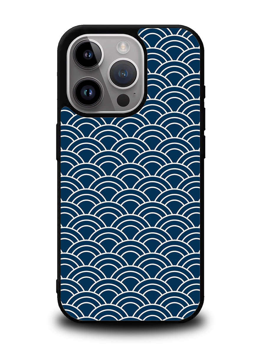Japanese Gold Cloud Wave Indigo Pattern iPhone 16 Pro Case OV5321