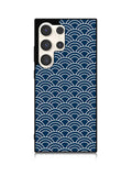 Japanese Gold Cloud Wave Indigo Pattern Samsung Galaxy S25 Ultra 5G Case QC5321