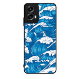 storm waves seamless pattern raging ocean water sea Motorola Moto G Play 2024 Case OV2355