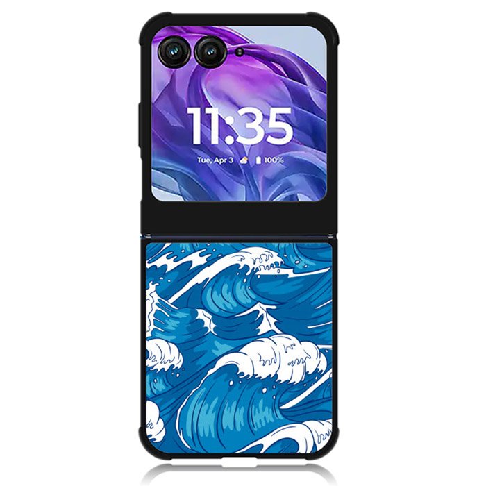 storm waves seamless pattern raging ocean water sea Motorola Moto Razr Plus 2024 , Moto Razr+ 2024 Case OV2355
