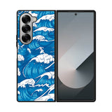storm waves seamless pattern raging ocean water sea Samsung Galaxy Z Fold 7 5G Case QC2355
