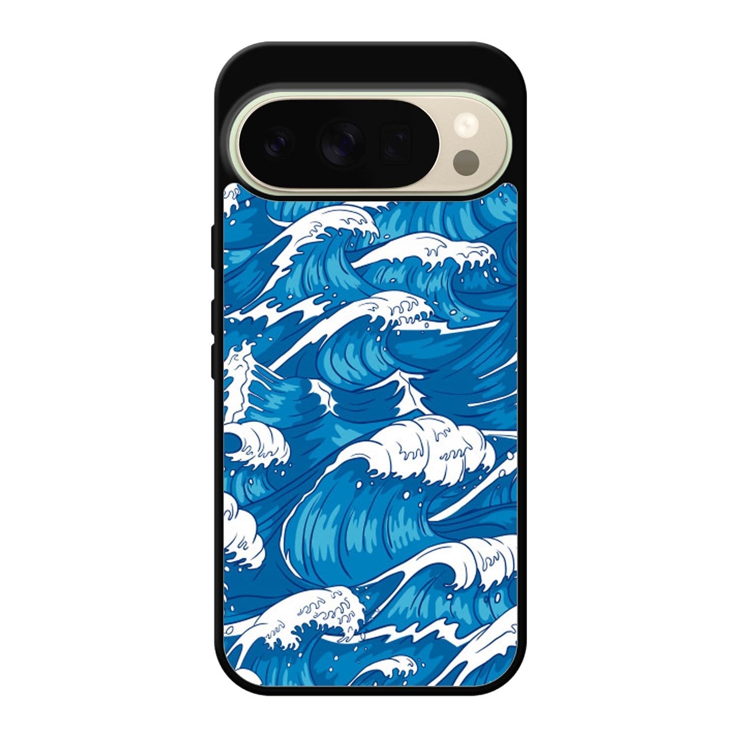 storm waves seamless pattern raging ocean water sea Google Pixel 10 Pro XL Case QC2355