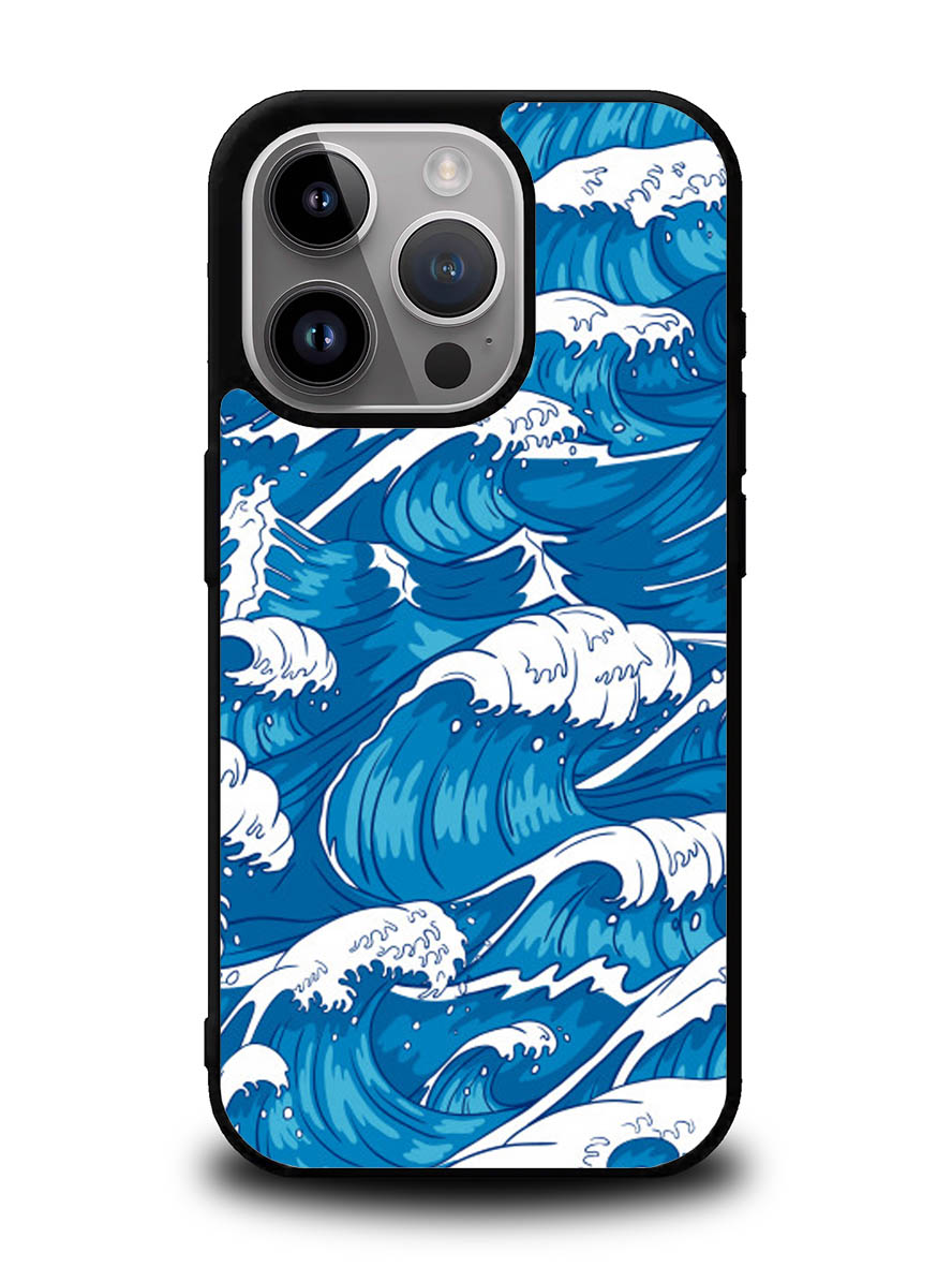 storm waves seamless pattern raging ocean water sea iPhone 16 Pro Case OV2355