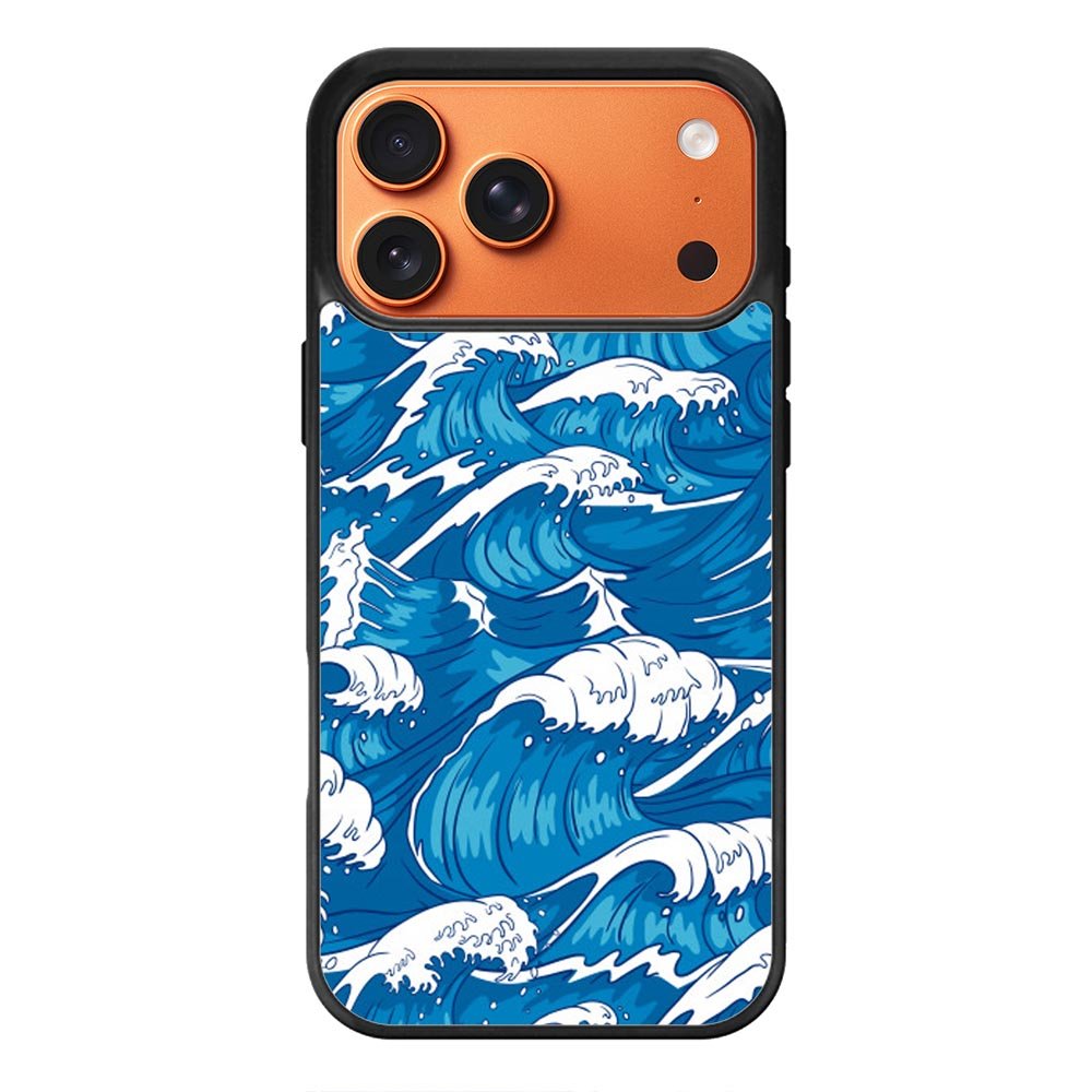 storm waves seamless pattern raging ocean water sea iPhone 17 Pro Max Case QC2355