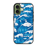 storm waves seamless pattern raging ocean water sea iPhone 17 Case QC2355
