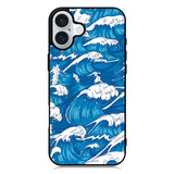 storm waves seamless pattern raging ocean water sea iPhone 16 Case QC2355