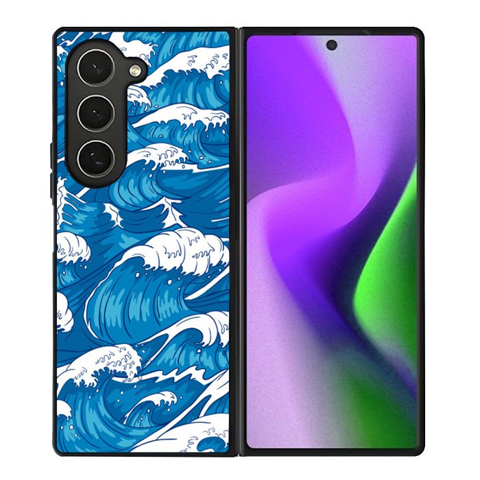 storm waves seamless pattern raging ocean water sea Samsung Galaxy Z Fold 6 5G 2024 Case OV2355