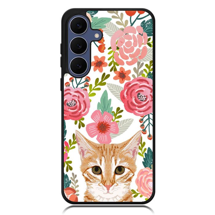Cat flowers Samsung Galaxy S25 FE Case OV9775