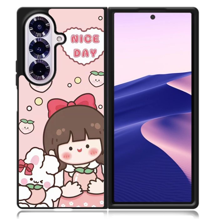 Peach Cute Nice Day Samsung Galaxy Z Fold 7 Case OV11224