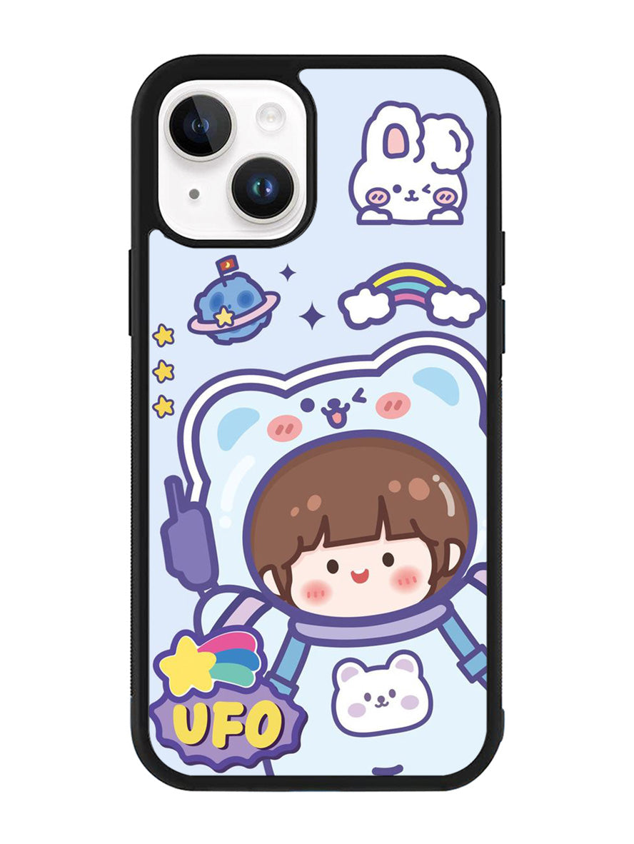 Cute Blue Space Ufo iPhone 15 Plus Case OV11201