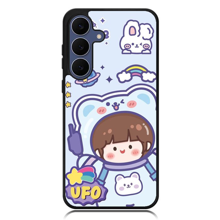 Cute Blue Space Ufo Samsung Galaxy S25 FE Case OV11201