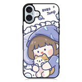 Cute Sleeping with the cat iPhone 16 Plus Case QC11213