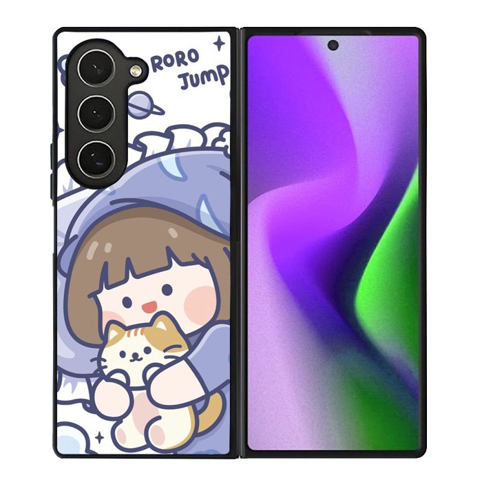 Cute Sleeping with the cat Samsung Galaxy Z Fold 6 5G 2024 Case OV11213