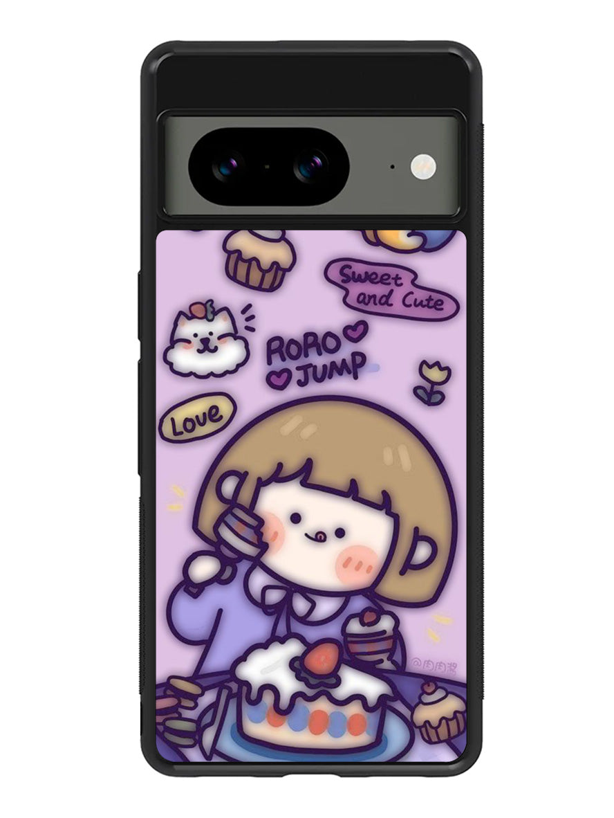 Cute Roro Jump Eat the Sweet Cake Google Pixel 8A Case QC11210