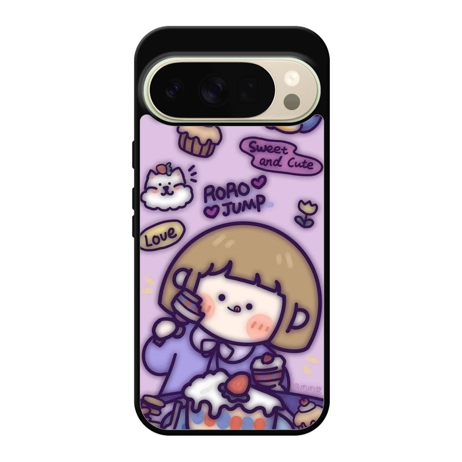 Cute Roro Jump Eat the Sweet Cake Google Pixel 10 Pro XL Case QC11210