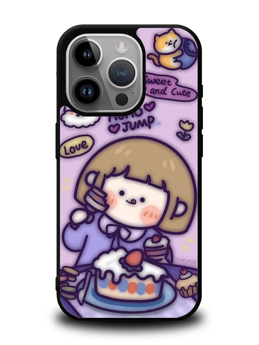 Cute Roro Jump Eat the Sweet Cake iPhone 16 Pro Case OV11210