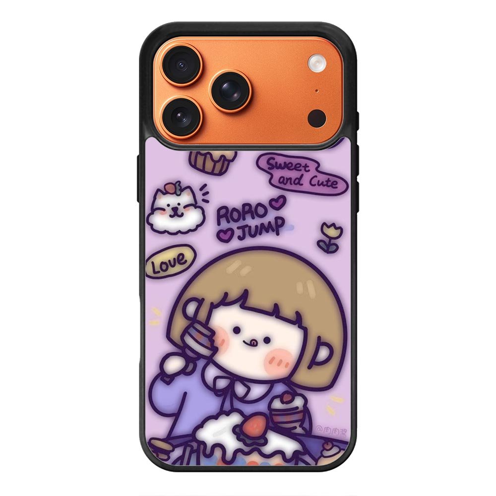 Cute Roro Jump Eat the Sweet Cake iPhone 17 Pro Max Case QC11210