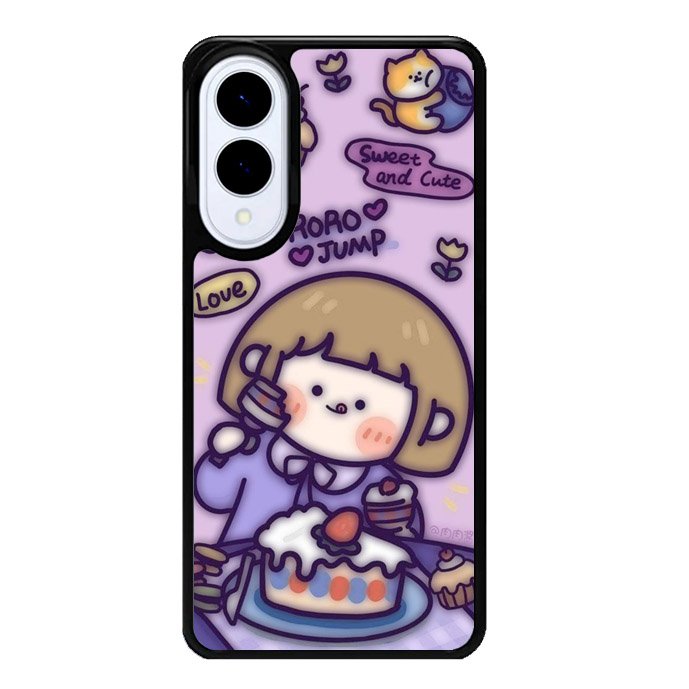 Cute Roro Jump Eat the Sweet Cake Samsung Galaxy S25 Edge 5G Case OV11210