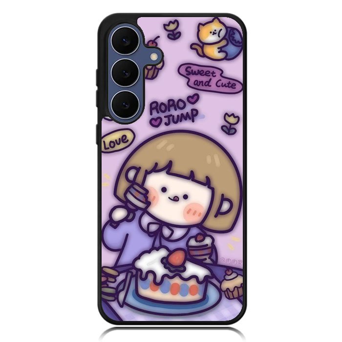 Cute Roro Jump Eat the Sweet Cake Samsung Galaxy S25 FE Case OV11210