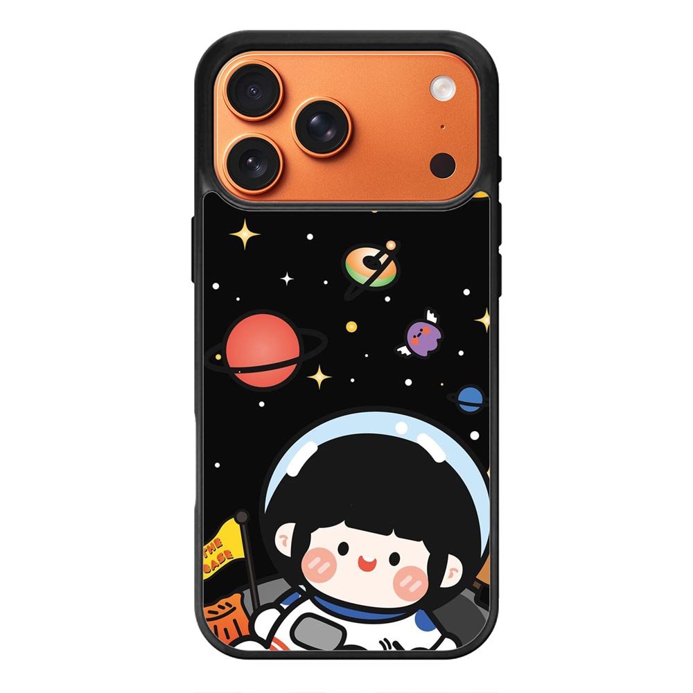 Cute Roro Jump and Astronaut iPhone 17 Pro Case QC11207