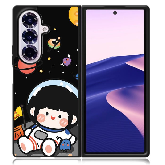 Cute Roro Jump and Astronaut Samsung Galaxy Z Fold 7 Case OV11207
