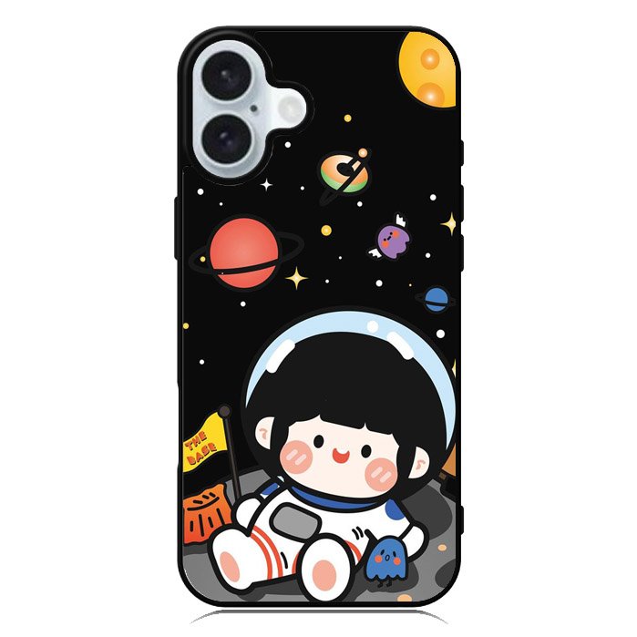 Cute Roro Jump and Astronaut iPhone 16 Case QC11207