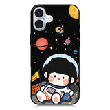 Cute Roro Jump and Astronaut iPhone 16 Case QC11207
