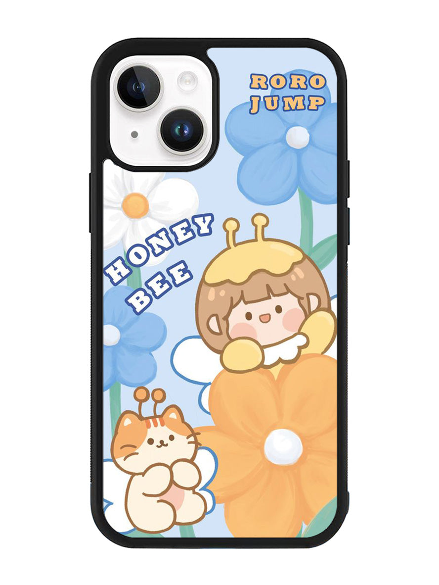 Cute Roro Jump And Honey Bee iPhone 14 Plus Case QC11208