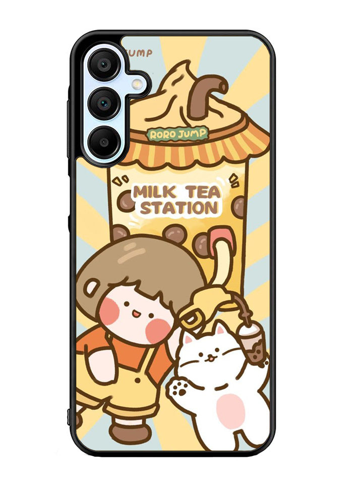 Cute Roro Jump Milk Tea Station Samsung Galaxy A35 5G Case OV11212