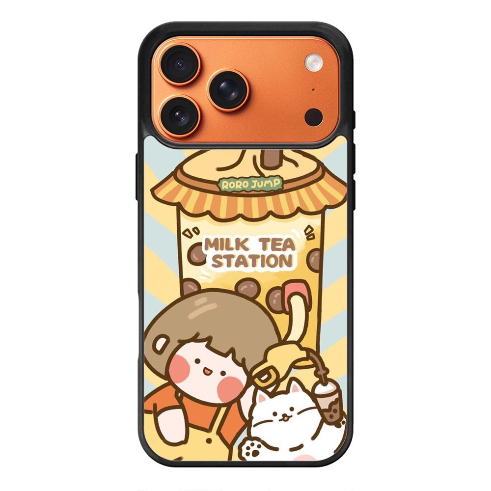 Cute Roro Jump Milk Tea Station iPhone 17 Pro Case QC11212