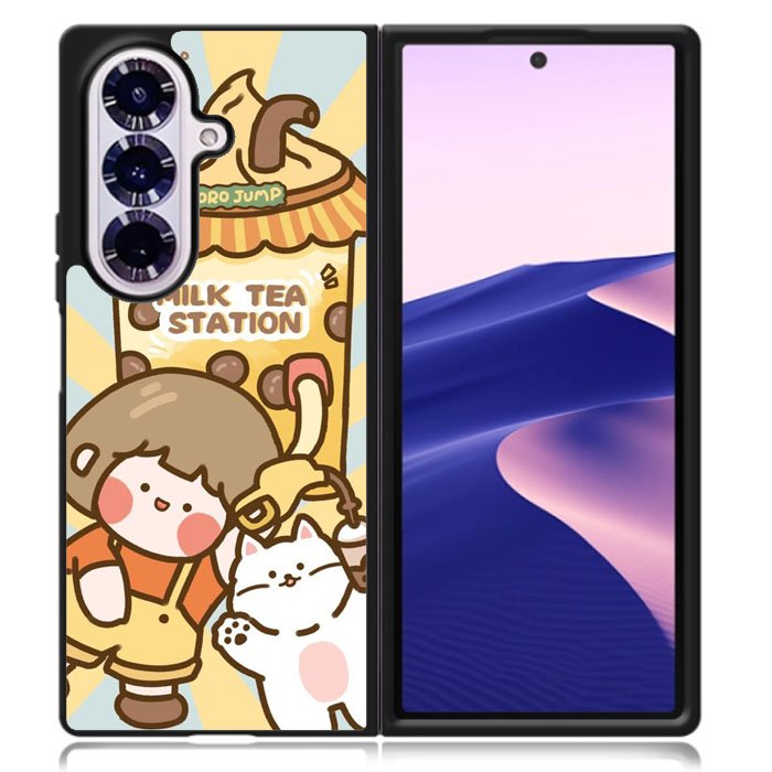 Cute Roro Jump Milk Tea Station Samsung Galaxy Z Fold 7 Case OV11212