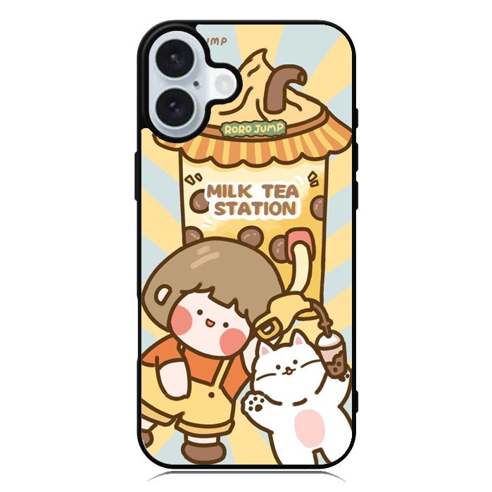 Cute Roro Jump Milk Tea Station iPhone 16 Case QC11212