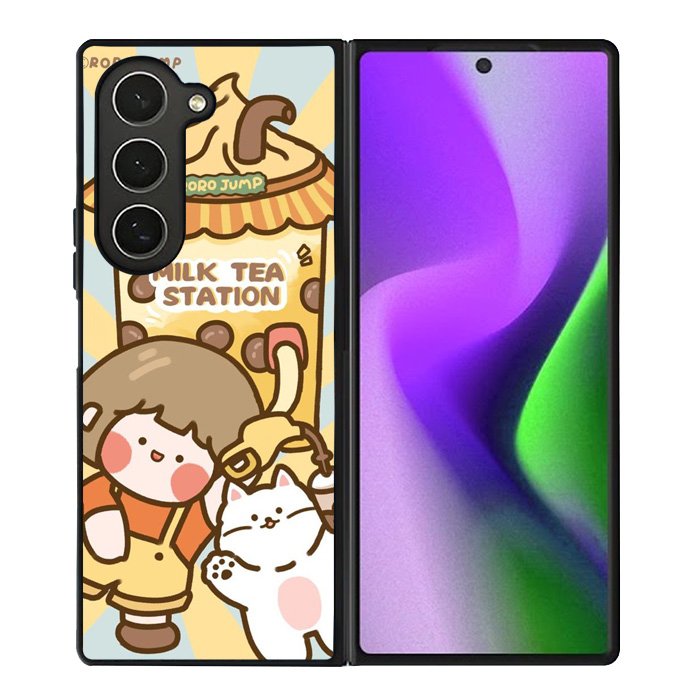 Cute Roro Jump Milk Tea Station Samsung Galaxy Z Fold 6 5G 2024 Case OV11212