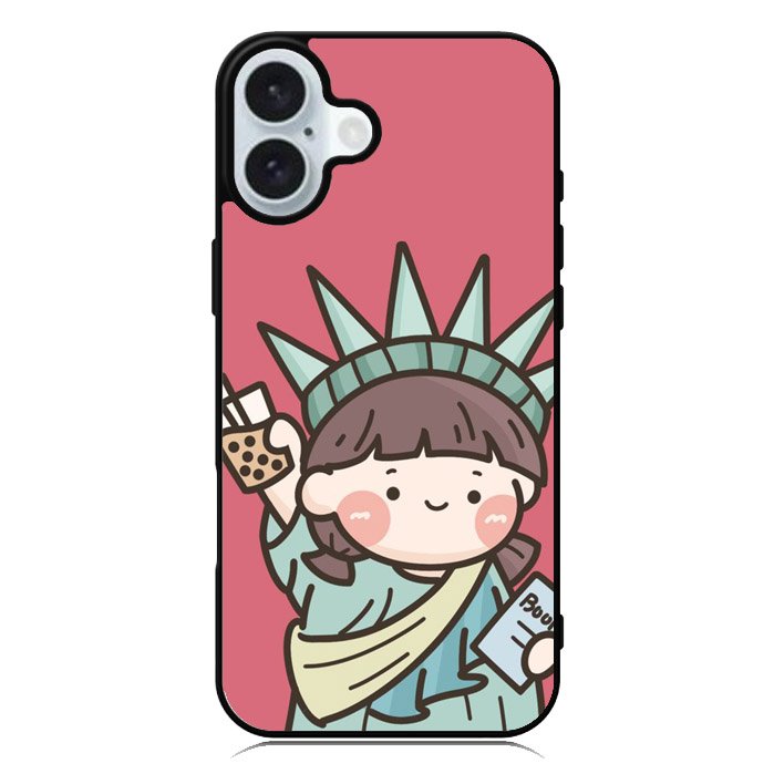 Cute Roro Jump and Liberty iPhone 16 Case QC11209
