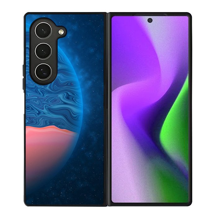 planet blue orange Samsung Galaxy Z Fold 6 5G 2024 Case OV11001