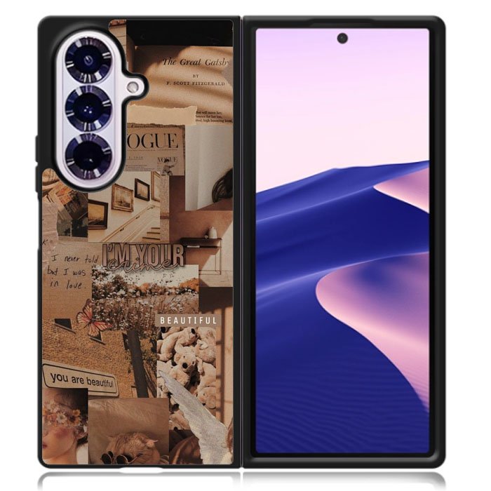 Aesthetic Brown Samsung Galaxy Z Fold 7 Case OV11233