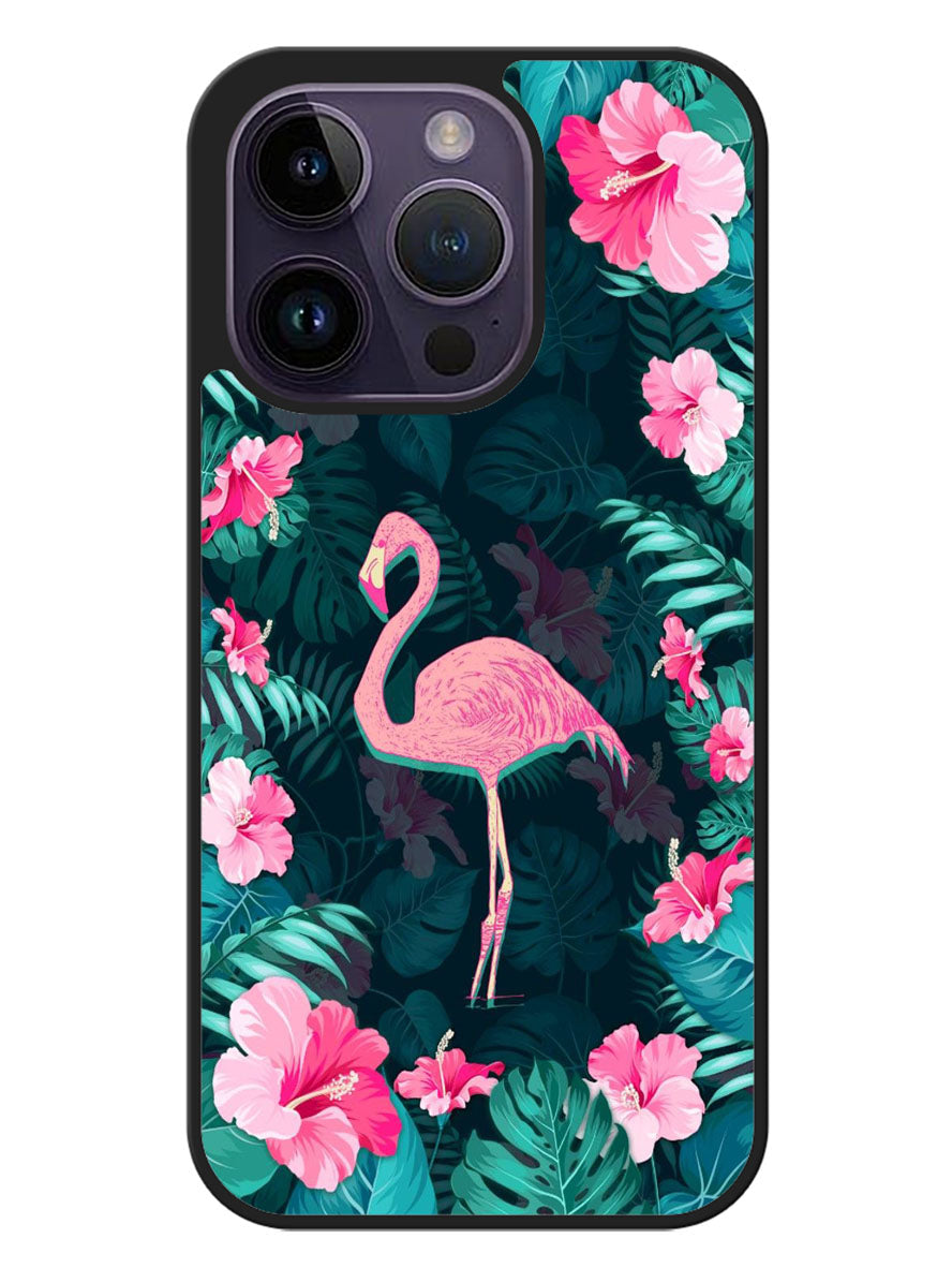 Flamingo And Flowers iPhone 14 Pro Case