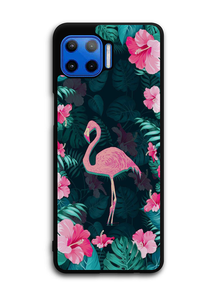 Flamingo And Flowers Motorola Moto One 5G Case , Moto One 5G UW Case , Moto G 5G Plus Case