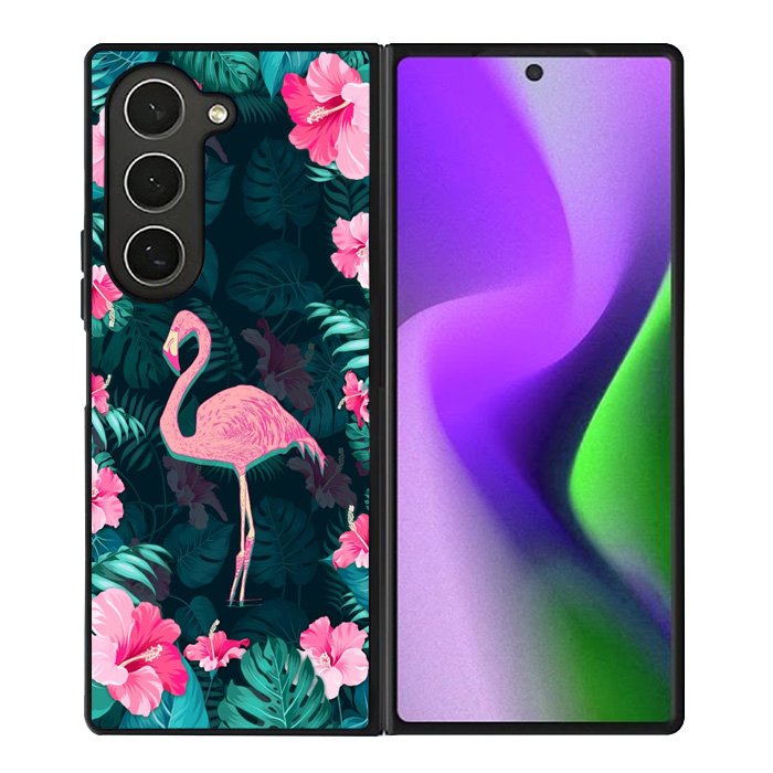 Flamingo And Flowers Samsung Galaxy Z Fold 6 Case