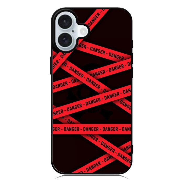 Red Danger Tape iPhone 16 Case QC9533