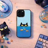 Silent Hunter Cat Illustration Case Cover Protective for iPhone, Samsung & Google Pixel HE0004